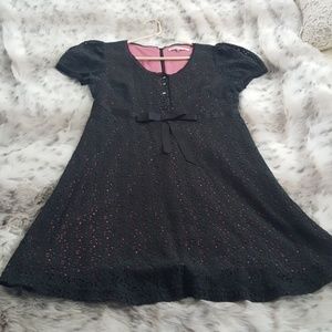 Black lace dress with pink underlay